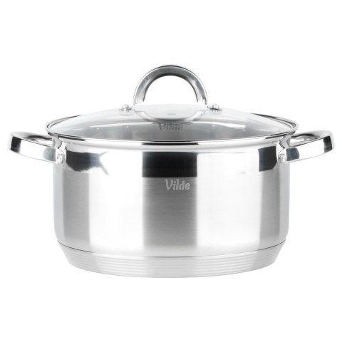 Garnek Stalowy z Pokrywką na Indukcję Miarka Inoxcellent 5,8 L 24 cm VILDE