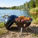 Grill Węglowy Kociołek Przenośny Turystyczny z Pokrywą Czarny 31 cm VILDE