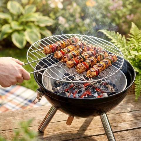 Grill Węglowy Kociołek Przenośny Turystyczny z Pokrywą Czarny 31 cm VILDE