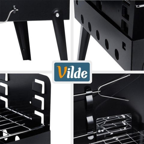 Grill Węglowy Przenośny Składany Walizka z Przyborami 43 x 26 cm VILDE