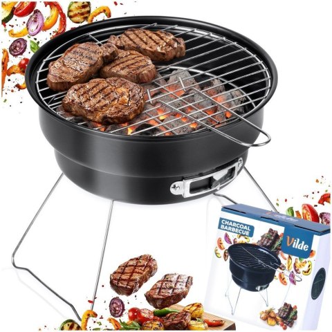 Grill Węglowy Przenośny Turystyczny Składany Czarny 46 x 22 cm VILDE