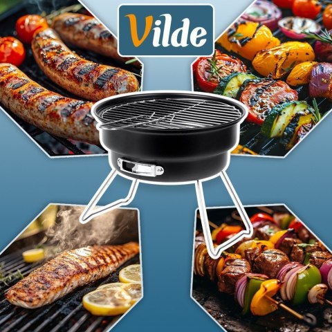 Grill Węglowy Turystyczny Przenośny Składany Okrągły Średnica 25 cm VILDE