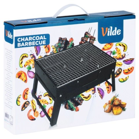 Grill Węglowy Turystyczny Przenośny Składany Walizka Czarny 40 x 27,5 cm