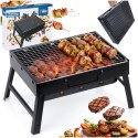 Grill Węglowy Turystyczny Przenośny Składany Walizka Czarny 40 x 27,5 cm