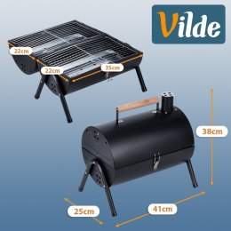 Grill Węglowy Turystyczny Przenośny Zamykany Podwójny Czarny VILDE