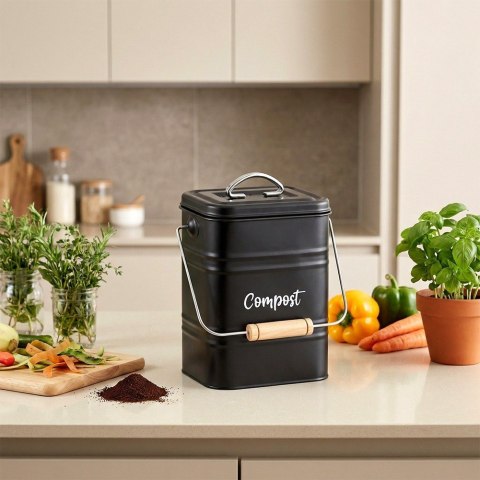 Kompostownik Kuchenny Pojemnik na Bio Odpady z Filtrem Węglowym 3.5L Black