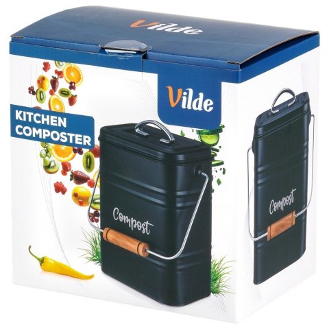 Kompostownik Kuchenny Pojemnik na Bio Odpady z Filtrem Węglowym 3.5L Black
