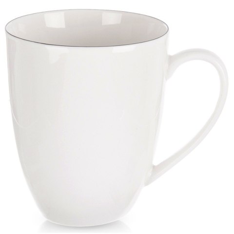 Kubek Porcelanowy do Kawy Herbaty Biały z Czarną Obwódką 390 ml