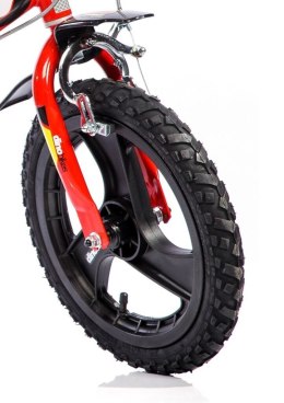 Rowerek Dziecięcy 14 Cali Czerwony Kółka Boczne Hamulec Dino Bikes