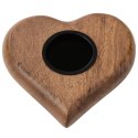 Świecznik Serce Drewno MANGOWCA na Tealight 12,5 cm Duży Boho