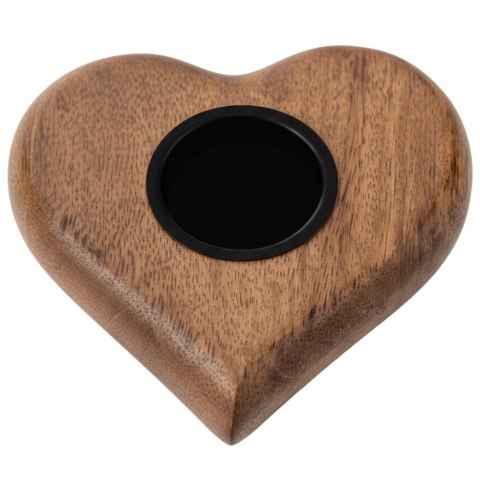 Świecznik Serce Drewno MANGOWCA na Tealight 12,5 cm Duży Boho