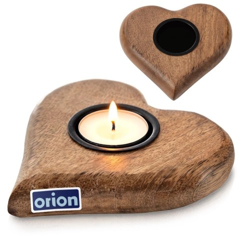 Świecznik Serce Drewno MANGOWCA na Tealight 12,5 cm Duży Boho