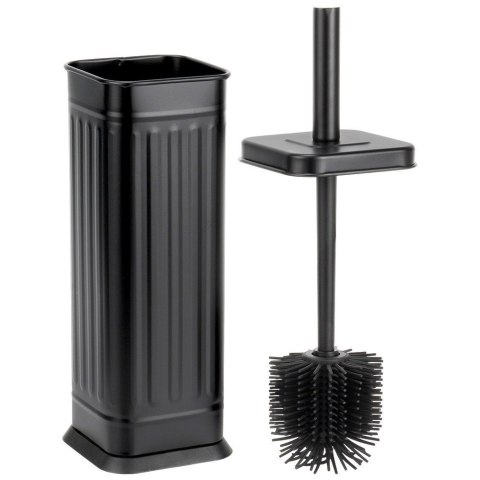 Szczotka do toalety silikonowa ze stojakiem metalowym czarna 36,5 cm