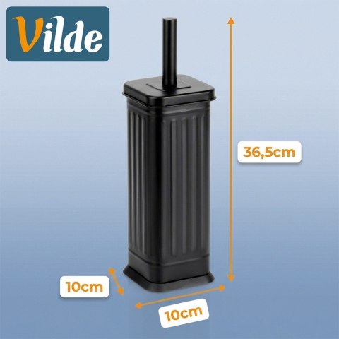 Szczotka do toalety silikonowa ze stojakiem metalowym czarna 36,5 cm