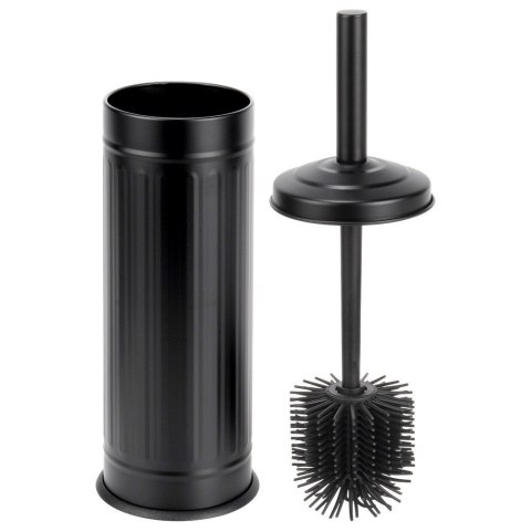Szczotka do toalety silikonowa ze stojakiem metalowym czarna 37 cm