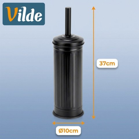 Szczotka do toalety silikonowa ze stojakiem metalowym czarna 37 cm