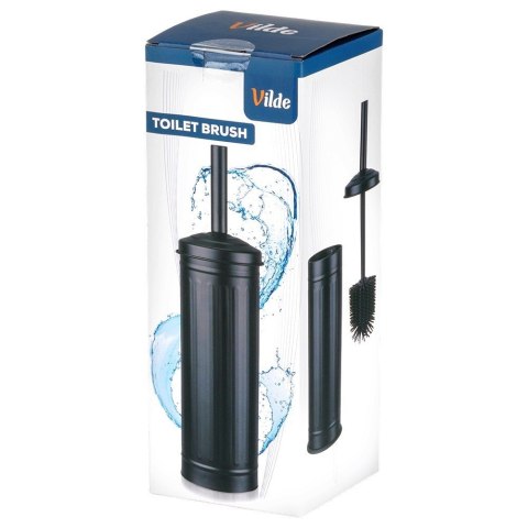 Szczotka do toalety silikonowa ze stojakiem metalowym czarna 37 cm