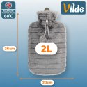 Termofor Gumowy 2 L w Pokrowcu Szary Miękki Okład Rozgrzewający Chłodzący