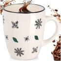 Kubek Ceramiczny Świąteczny 350 ml Biały w Płatki Śniegu Prezent ORION