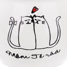 Kubek Ceramiczny na Kawę Herbatę Kot Duży Biały Pojemny Prezent ORION 300ml