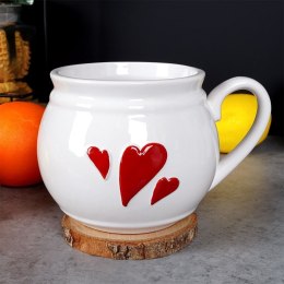 Kubek Ceramiczny na Kawę Herbatę Serce Duży Pojemny Biały ORION 800 ml