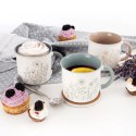 Kubek Porcelanowy 400 ml ORION Kwiaty Biały z Beżowym Wnętrzem do Zmywarki