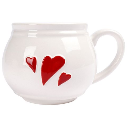 Kubek do Kawy Herbaty Ceramiczny Biały Serce Pojemny Duży ORION 430 ml