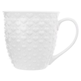 Kubek do Kawy i Herbaty Duży Ceramiczny 580 ml ORION Biały z Serduszkami