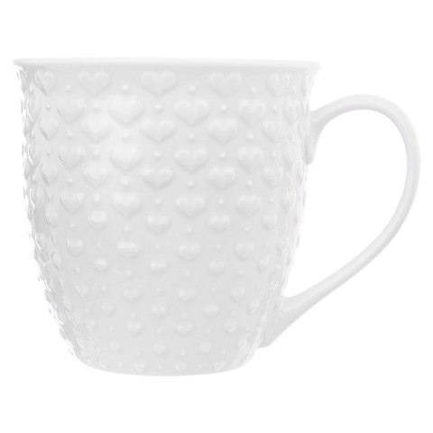 Kubek do Kawy i Herbaty Duży Ceramiczny 580 ml ORION Biały z Serduszkami