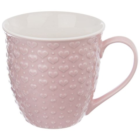 Kubek do Kawy i Herbaty Duży Ceramiczny 580 ml ORION Różowy z Serduszkami