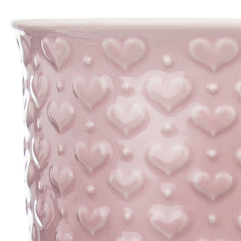Kubek do Kawy i Herbaty Duży Ceramiczny 580 ml ORION Różowy z Serduszkami