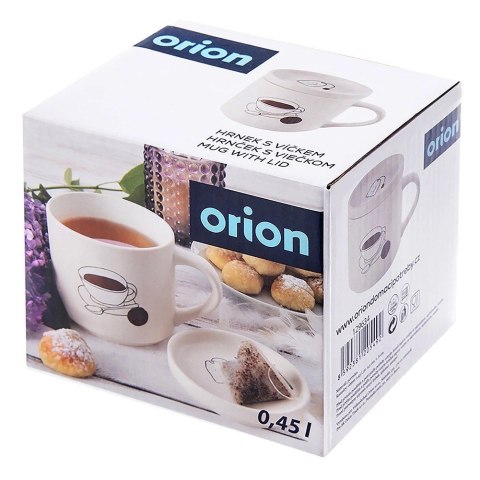Kubek do Parzenia Herbaty Ziół Naparów z Pokrywką Porcelanowy ORION 420 ml