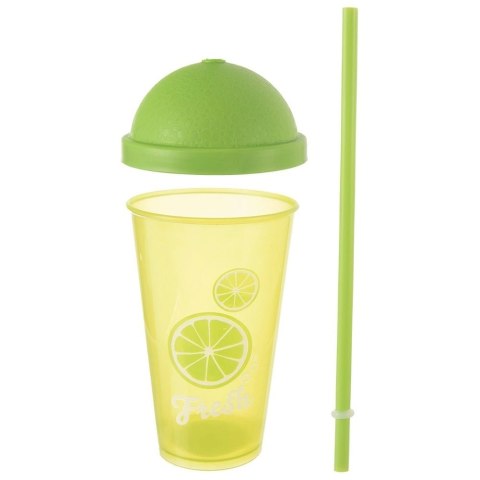 Kubek z Pokrywką i Słomką 450 ml ORION Zielony Nietłukący do Napojów