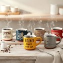 Kubki do Espresso 110 ml Kolorowe Napisy Zestaw 6 szt. Ceramika