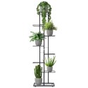 Kwietnik Stojak Kaskada Metalowy Czarny 8-poziomowy VILDE 142 cm