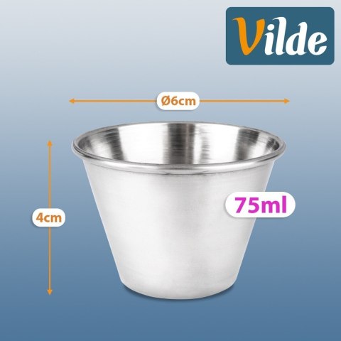 Miseczki do Sosów Dipy Dipówki Stalowe Srebrne Zestaw 12 szt. 75 ml VILDE