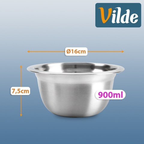 Miska Kuchenna Stalowa Okrągła Srebrna Matowa 0,9 L 16 cm VILDE