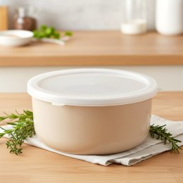 Miska Stalowa Emaliowana z Pokrywką na Indukcję Beżowa 1,3 L 16,5 cm ORION