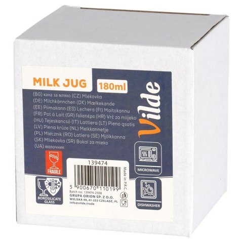 Mlecznik Szklany Dzbanuszek na Mleko Śmietankę Sos 180 ml VILDE