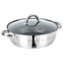 Patelnia Głęboka Stalowa z Pokrywką Powłoka Granitowa 3,1 L 24 cm