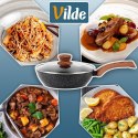 Patelnia Granitowa Głęboka z Pokrywką Indukcja 2,2 L 24 cm VILDE