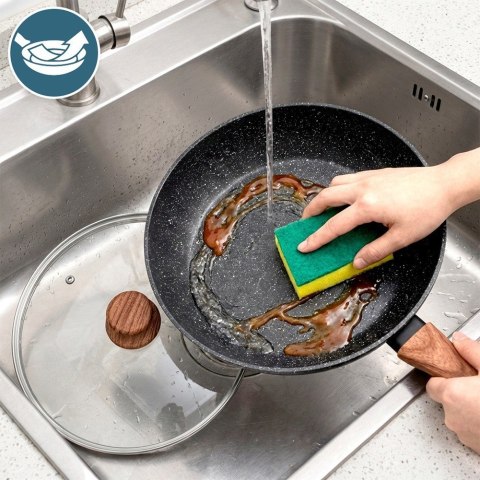 Patelnia Granitowa Głęboka z Pokrywką Indukcja 2,2 L 24 cm VILDE