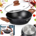 Patelnia Granitowa Głęboka z Uchwytami i Pokrywką 2,2 L 24 cm VILDE