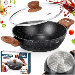 Patelnia Granitowa Głęboka z Uchwytami i Pokrywką 2,2 L 24 cm VILDE
