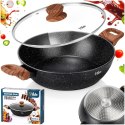 Patelnia Granitowa Głęboka z Uchwytami i Pokrywką 3,5 L 28 cm VILDE