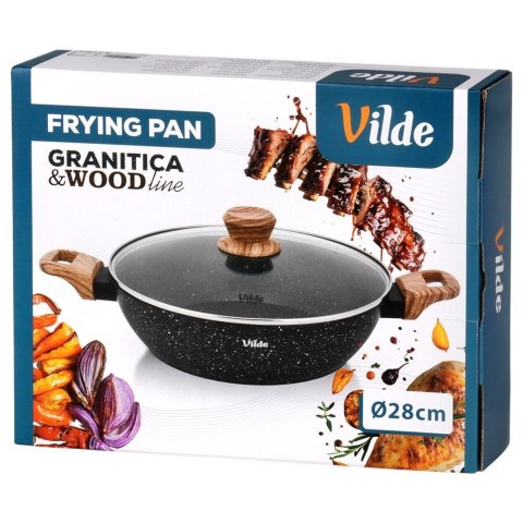 Patelnia Granitowa Głęboka z Uchwytami i Pokrywką 3,5 L 28 cm VILDE