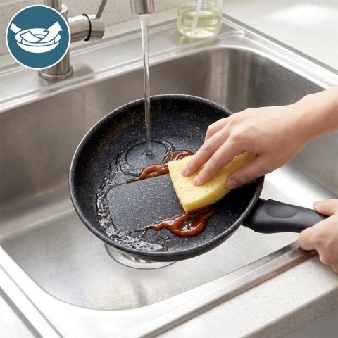 Patelnia Granitowa Non-Stick do Smażenia Duszenia Czarna 16 cm VILDE