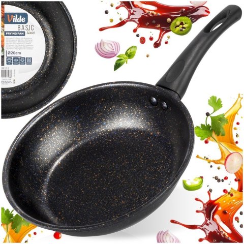 Patelnia Granitowa Non-Stick do Smażenia Duszenia Czarna 20 cm VILDE