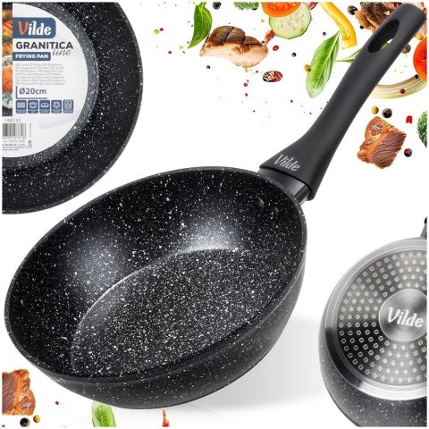 Patelnia Granitowa z Uchwytem Soft Touch Indukcja Czarna 20 cm VILDE