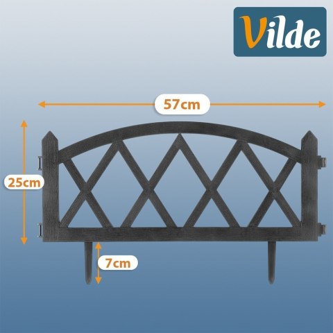 Płotki Ogrodowe Trawnikowe Obrzeże Rabatek Szare Zestaw 4 szt. 228 cm VILDE